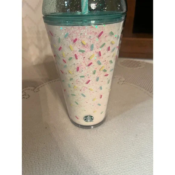 Starbucks Summer 2025 Glitter Dome W/Birthday Candle Straw‎ Topper 16 Oz Tumbler